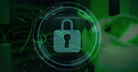 Cybersecurity Concept with Digital Lock Overlay on Servers - Download Free Stock Images Pikwizard.com
