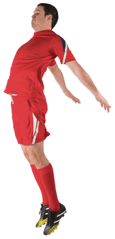 Sporty Football Player in Red Jumping with Energy Transparent - Download Free Stock Videos Pikwizard.com