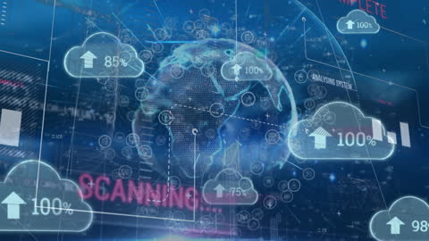 Global Data Processing and Cloud Technology Animation