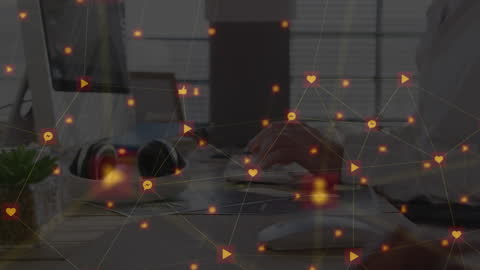 Animation of Media Icons Overlaying Digital Work Environment