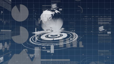 Digital Globe with Financial Data and Statistics Animation