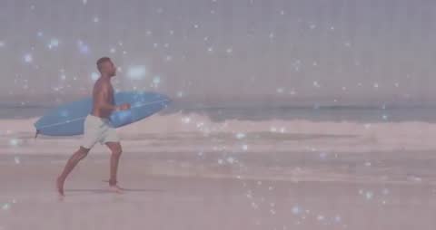 Dynamic Surfer Running with Heart and Fitness Graphics