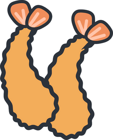 Cartoon Battered Shrimp Pair Transparent Background