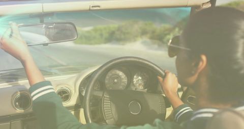 Woman Driving Convertible Car on Scenic Road - Download Free Stock Images Pikwizard.com