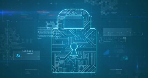 Digital Lock with Circuit Patterns in Cybersecurity Interface - Download Free Stock Images Pikwizard.com