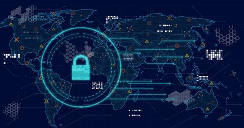 Global Data Security represented by Digital Padlock on World Map - Download Free Stock Images Pikwizard.com