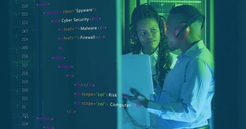 IT Professionals Analyzing Cybersecurity in Data Center