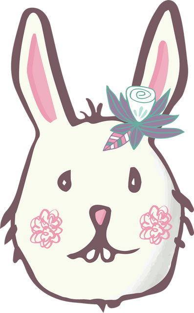 Digital Cute Bunny Face with Flowers on Transparent Background - Download Free Stock Videos Pikwizard.com