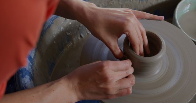 Person Molding Clay Pot on Pottery Wheel - Download Free Stock Images Pikwizard.com