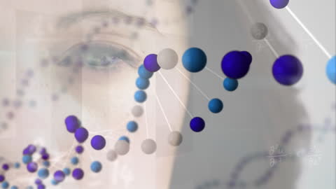 DNA Helix Overlay on Human Face in Digital Science Art