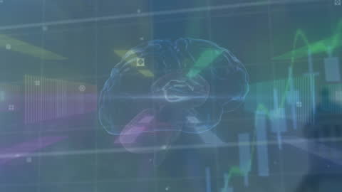 Futuristic Brain with Data Graphics and Connections