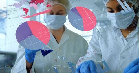 Technicians Analyzing Data with Global Scientific Insights