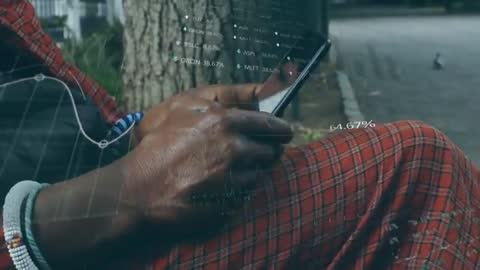 Holographic Finance Charts on Smartphone in Park