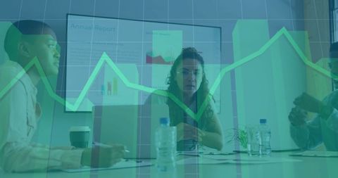 Business Professionals Discussing Analytics in Office Meeting