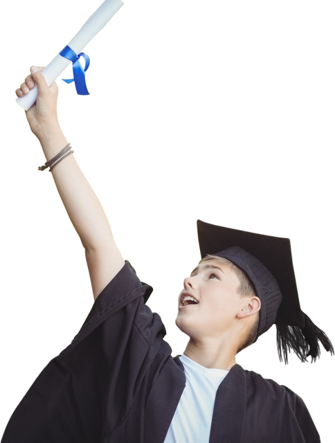 Excited Young Graduate in Cap and Gown Holding Diploma Transparent - Download Free Stock Videos Pikwizard.com