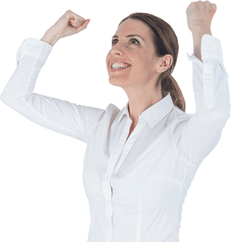 Confident Businesswoman Celebrating Success Transparent Background