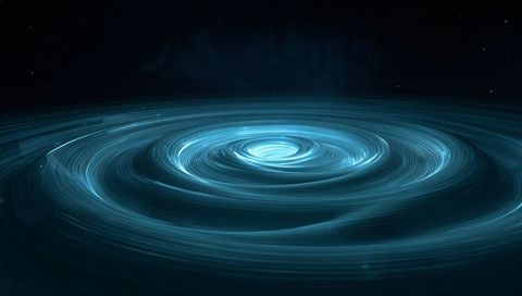 Swirling cyan vortex revealing radiant spiral core in deep space