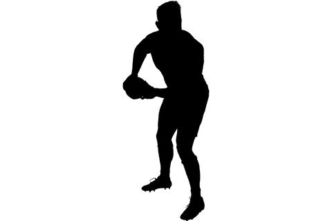 Dynamic Rugby Player Silhouette on Transparent Background PNG
