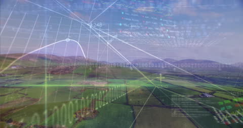 Binary Coding Overlay on Serene Landscape for Data Technology Concept