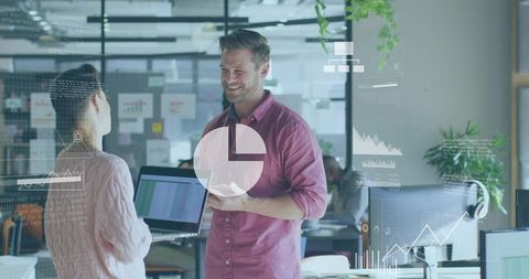 Collaborating over interactive data dashboards in modern open office workspace