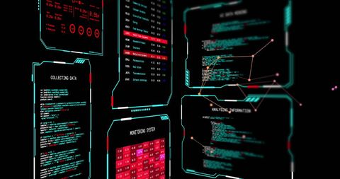 Futuristic Data Processing Interface on Multiple Screens - Download Free Stock Images Pikwizard.com