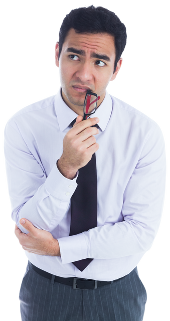 Pensive Biracial Businessman with Glasses Transparent Background - Download Free Stock Videos Pikwizard.com