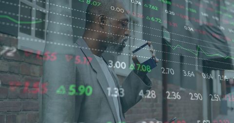 Businessman Analyzing Stock Market Trends Outdoor