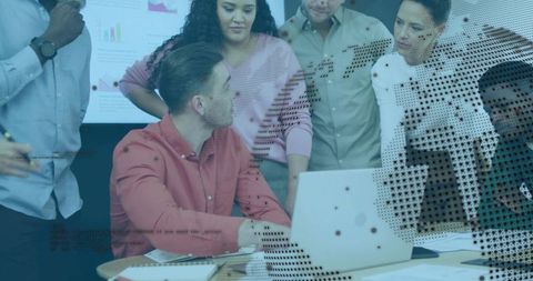 Office team analyzing data in corporate meeting room