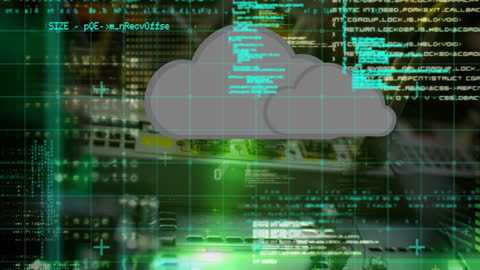 Futuristic Data Processing with Digital Cloud Overlay