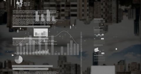 Digital Interface with Data Analytics Over Urban Skyline - Download Free Stock Images Pikwizard.com