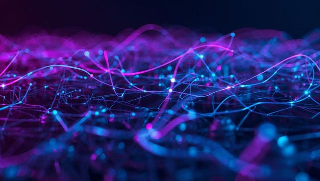 3d abstract network cyberspace with glowing lines and nodes