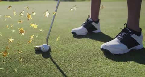 Elegant Golfer At Putting Green With Metallic Stars Effect