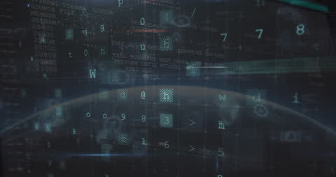 Futuristic Global Digital Interface with Networked Data Visualization