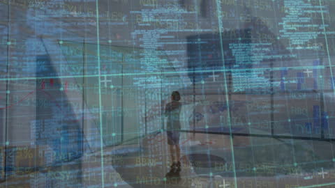 Futuristic Digital Interface with Businesswoman Analyzing Data