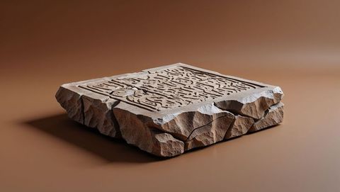 Ancient carved stone slab with mysterious inscriptions