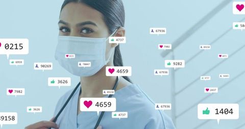 Healthcare professional with social media interconnectedness theme