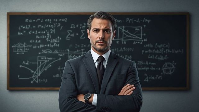 Professional educator explaining mathematical concepts in classroom