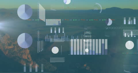 Futuristic Data Analytics Interface Edition over Scenic Landscape