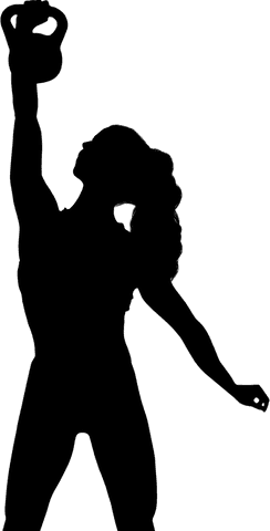 Energetic woman lifting weights silhouette on transparent background