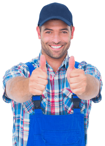 Cheerful Repairman in Casual Attire Gesturing Thumbs Up Transparent - Download Free Stock Videos Pikwizard.com