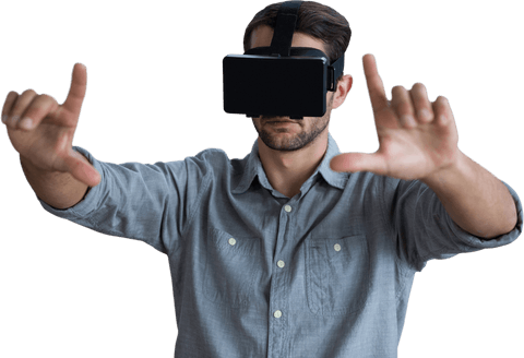 Transparent Man Using VR Headset Interacting with Virtual Interface - Download Free Stock Videos Pikwizard.com