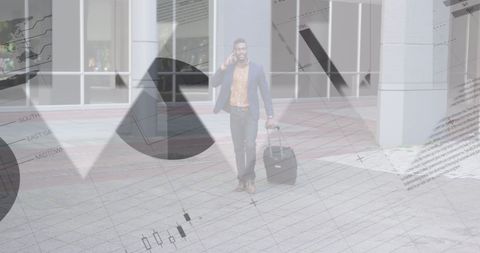 Businessman Analyzing Data While Traveling with Luggage Outdoors - Download Free Stock Images Pikwizard.com