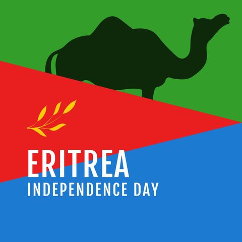 eritrea independence day celebration with flag and camel silhouette - Download Free Stock Templates Pikwizard.com