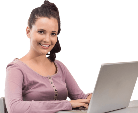 Smiling Woman Using Laptop on Transparent Background - Download Free Stock Videos Pikwizard.com