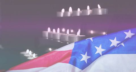 Votive Candles with USA Flag Symbolizing Patriotism