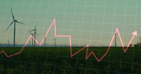 Wind Farm Growth Chart Showing Rising Renewable Energy Investment and Market Trend
