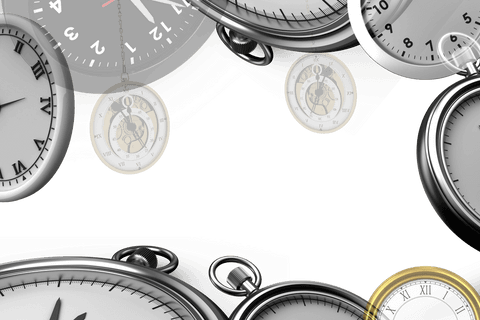 Variety of retro pocket watches on transparent background
