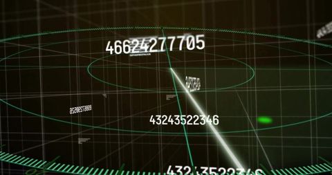 Futuristic Digital Radar Interface with Transforming Numeric Display
