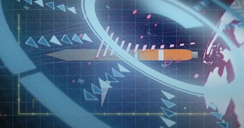 Futuristic Vision: Rocket on Digital Dashboard with Sci-Fi Elements
