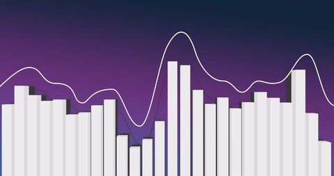 Abstract Bar Graph with Wave Line on Tech Background - Download Free Stock Images Pikwizard.com
